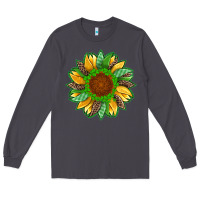Smoke st patricks sunflower with leopard  shamrock and glitter Long Sleeve Tee - Artiststas