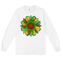 White st patricks sunflower with leopard  shamrock and glitter Long Sleeve Tee - Artiststas