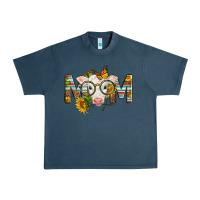 Midnight Navy Western Baby Calf Mom With Sunflower Urban Heavy Tee - LillyAllenDesigns