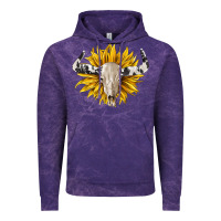 Cloud Purple cowhide bull skull and sunflower Vintage Hoodie - BarkalooDesign