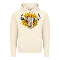 Vintage Artic cowhide bull skull and sunflower Vintage Hoodie - BarkalooDesign