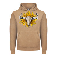 Vintage Coffee cowhide bull skull and sunflower Vintage Hoodie - BarkalooDesign