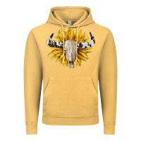 Vintage Mustard cowhide bull skull and sunflower Vintage Hoodie - BarkalooDesign