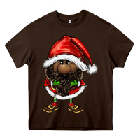 Chocolate Brown afro santa gnomes Heavy Core Tee - FaDigitalArtStudio