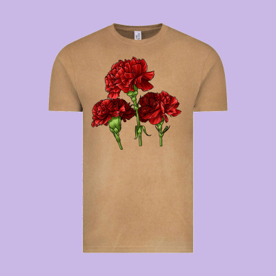 Scarlet Red Carnation Illustrations Vintage Tee Designed By Lillyallendesigns