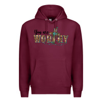 Burgundy you are worthy cross Premium Hoodie - BarkalooDesign