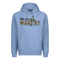 Colony Blue you are worthy cross Premium Hoodie - BarkalooDesign