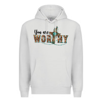 Dove Grey you are worthy cross Premium Hoodie - BarkalooDesign