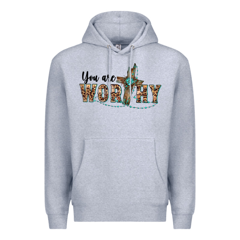 You Are Worthy Cross Premium Hoodie by BarkalooDesign | Teevron