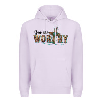 Lilac you are worthy cross Premium Hoodie - BarkalooDesign