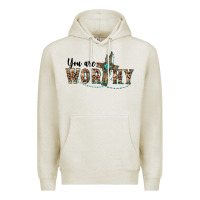 Oatmeal Heather you are worthy cross Premium Hoodie - BarkalooDesign