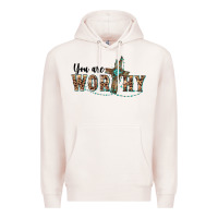 Pale Pink you are worthy cross Premium Hoodie - BarkalooDesign