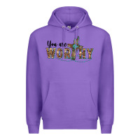 Purple you are worthy cross Premium Hoodie - BarkalooDesign