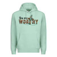 Seafoam you are worthy cross Premium Hoodie - BarkalooDesign