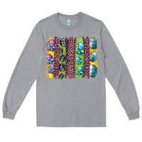 Heather Grey easter eggs and leopard brushstrokes Long Sleeve Tee - Artiststas