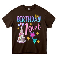 Chocolate Brown birthday girl 1 Heavy Core Tee - BundleAndBundleShop