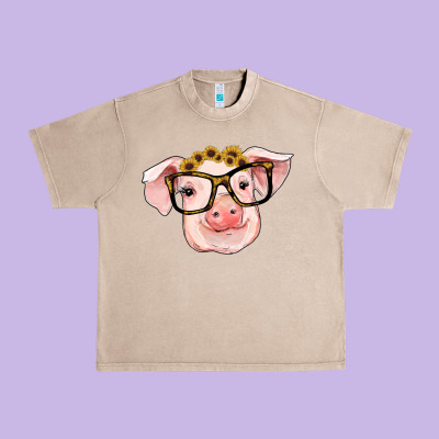 Sunflowers With Pig Urban Heavy Tee Designed By Ranaportraitstore
