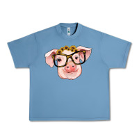 Pebble Blue sunflowers with pig Urban Heavy Tee - RanaPortraitStore