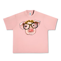 Salmon sunflowers with pig Urban Heavy Tee - RanaPortraitStore