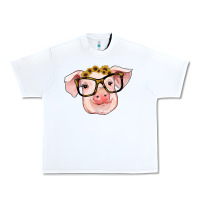White sunflowers with pig Urban Heavy Tee - RanaPortraitStore