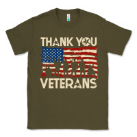 Army Green Thank You Veterans American Flag Patriotic Classic Tee - baoMotion
