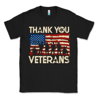 Black Thank You Veterans American Flag Patriotic Classic Tee - baoMotion