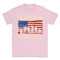 Bubblegum Pink Thank You Veterans American Flag Patriotic Classic Tee - baoMotion