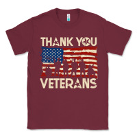 Burgundy Thank You Veterans American Flag Patriotic Classic Tee - baoMotion