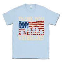 Dusty Blue Thank You Veterans American Flag Patriotic Classic Tee - baoMotion