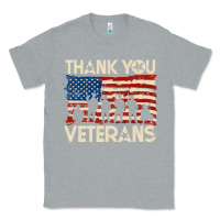 Heather Grey Thank You Veterans American Flag Patriotic Classic Tee - baoMotion