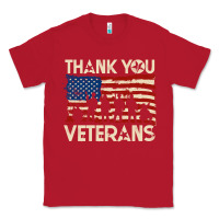 Red Thank You Veterans American Flag Patriotic Classic Tee - baoMotion