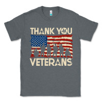 Charcoal Heather Thank You Veterans American Flag Patriotic Classic Tee - baoMotion