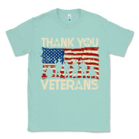 Seafoam Thank You Veterans American Flag Patriotic Classic Tee - baoMotion