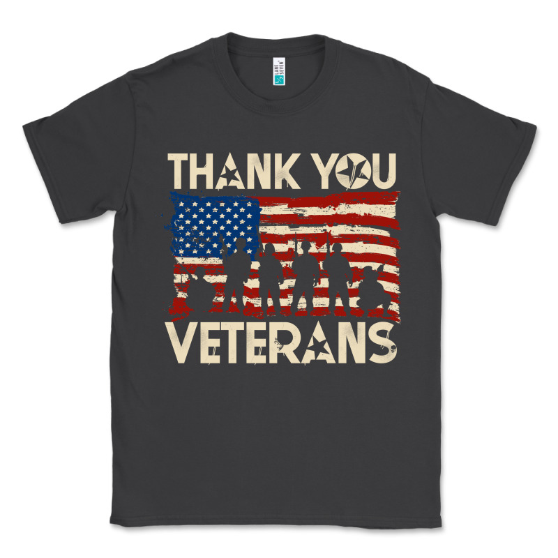 Thank You Veterans American Flag Patriotic Classic Tee by baoMotion | Teevron