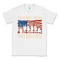 White Thank You Veterans American Flag Patriotic Classic Tee - baoMotion