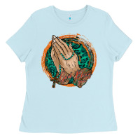 Baby Blue god bless you Ladies Tee - RacoonDesign
