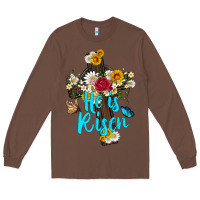 Chestnut he is rısen with cross and butterfly Long Sleeve Tee - Artiststas