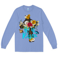 Colony Blue he is rısen with cross and butterfly Long Sleeve Tee - Artiststas