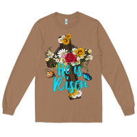 Toasted Coconut he is rısen with cross and butterfly Long Sleeve Tee - Artiststas