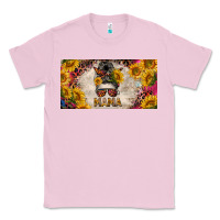 Bubblegum Pink mess bun mama with sunflowers and colorful leopard license plate Classic Tee - BarkalooDesign