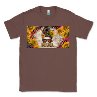 Chestnut mess bun mama with sunflowers and colorful leopard license plate Classic Tee - BarkalooDesign