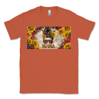 Copper mess bun mama with sunflowers and colorful leopard license plate Classic Tee - BarkalooDesign