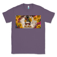 Lavender mess bun mama with sunflowers and colorful leopard license plate Classic Tee - BarkalooDesign