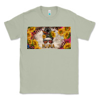 Matcha mess bun mama with sunflowers and colorful leopard license plate Classic Tee - BarkalooDesign