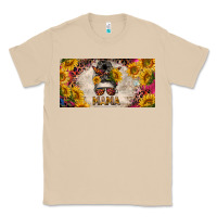 Mushroom mess bun mama with sunflowers and colorful leopard license plate Classic Tee - BarkalooDesign