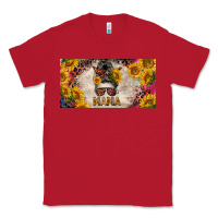 Red mess bun mama with sunflowers and colorful leopard license plate Classic Tee - BarkalooDesign