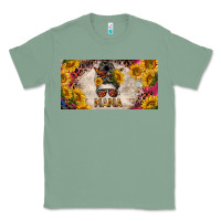 Sage mess bun mama with sunflowers and colorful leopard license plate Classic Tee - BarkalooDesign