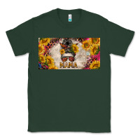 Sports Green mess bun mama with sunflowers and colorful leopard license plate Classic Tee - BarkalooDesign