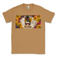 Toasted Coconut mess bun mama with sunflowers and colorful leopard license plate Classic Tee - BarkalooDesign