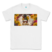 White mess bun mama with sunflowers and colorful leopard license plate Classic Tee - BarkalooDesign